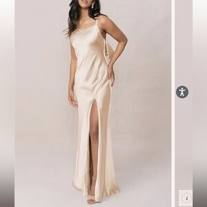Revelry champagne gold satin dress